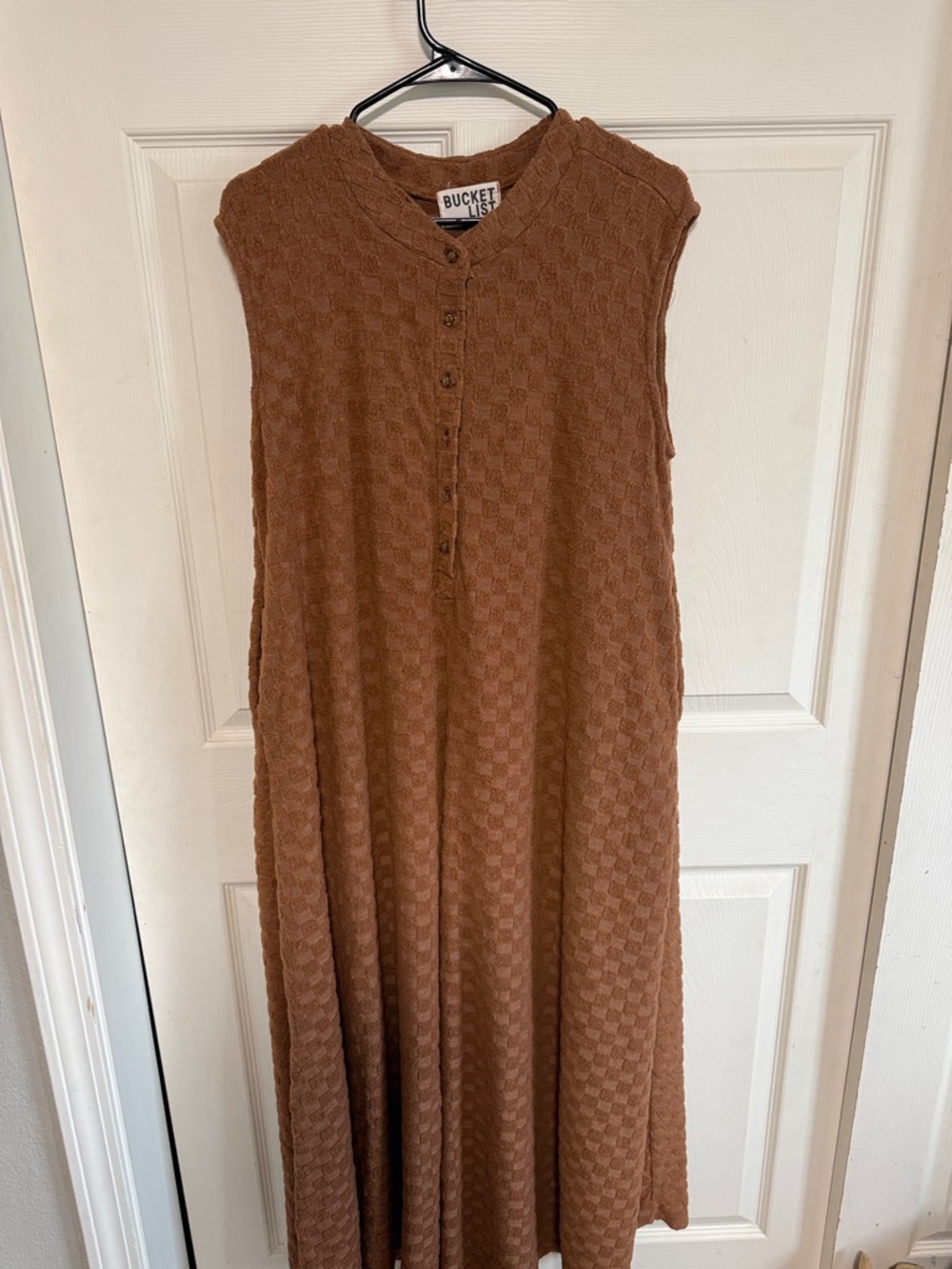 BUCKETLIST Sleeveless Textured Maxi Dress in Rust Brown